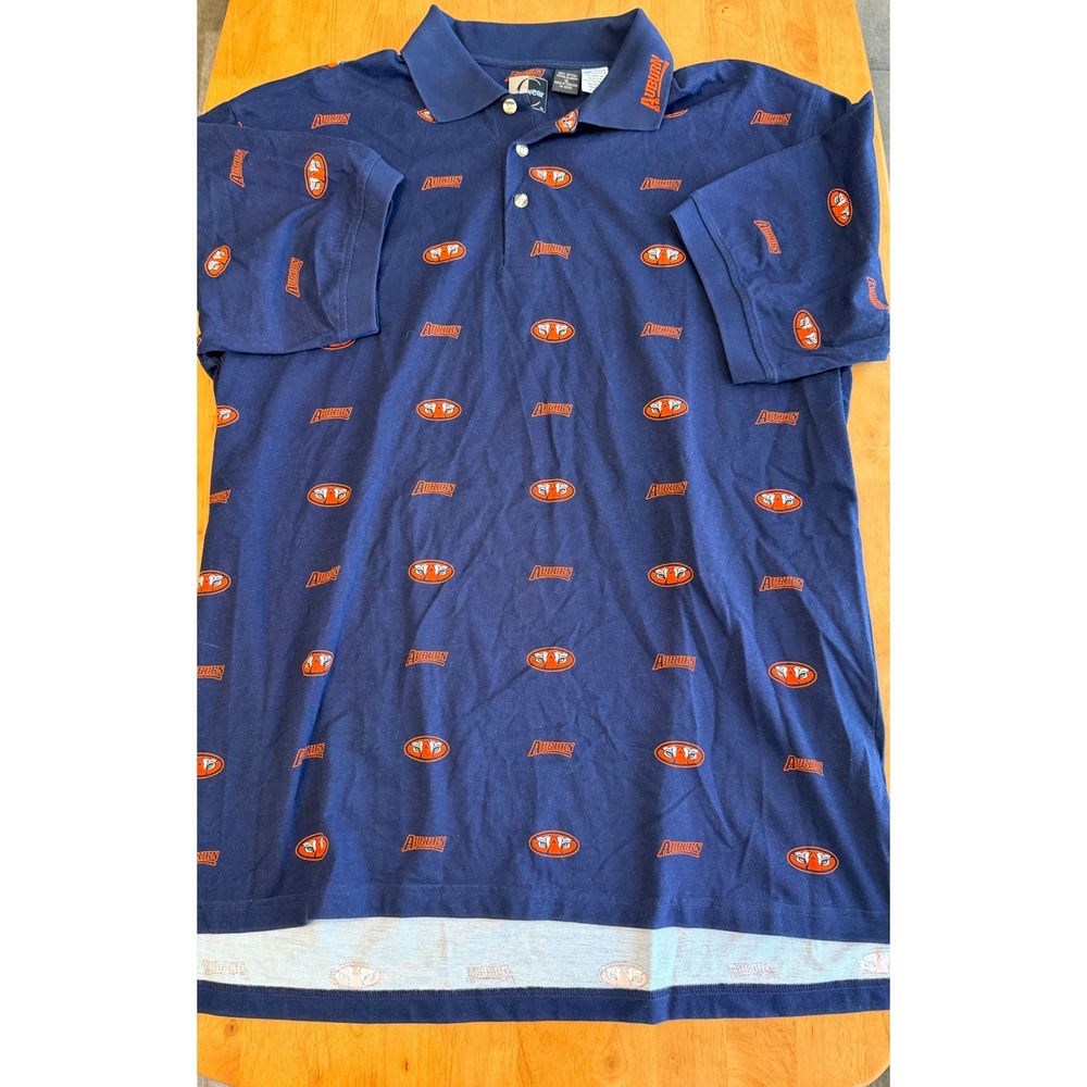 Chiliwear Auburn‎ Tigers Mens XL Navy Blue All Over Print Polo Shirt NCAA Cotton